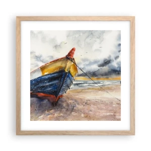 Affiche dans un chêne clair - Poster - Repos sur le rivage - 40x40 cm