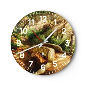 Horloge murale - Pendule murale - Directement du pont dans une forêt de conte de fées - 40x40 cm
