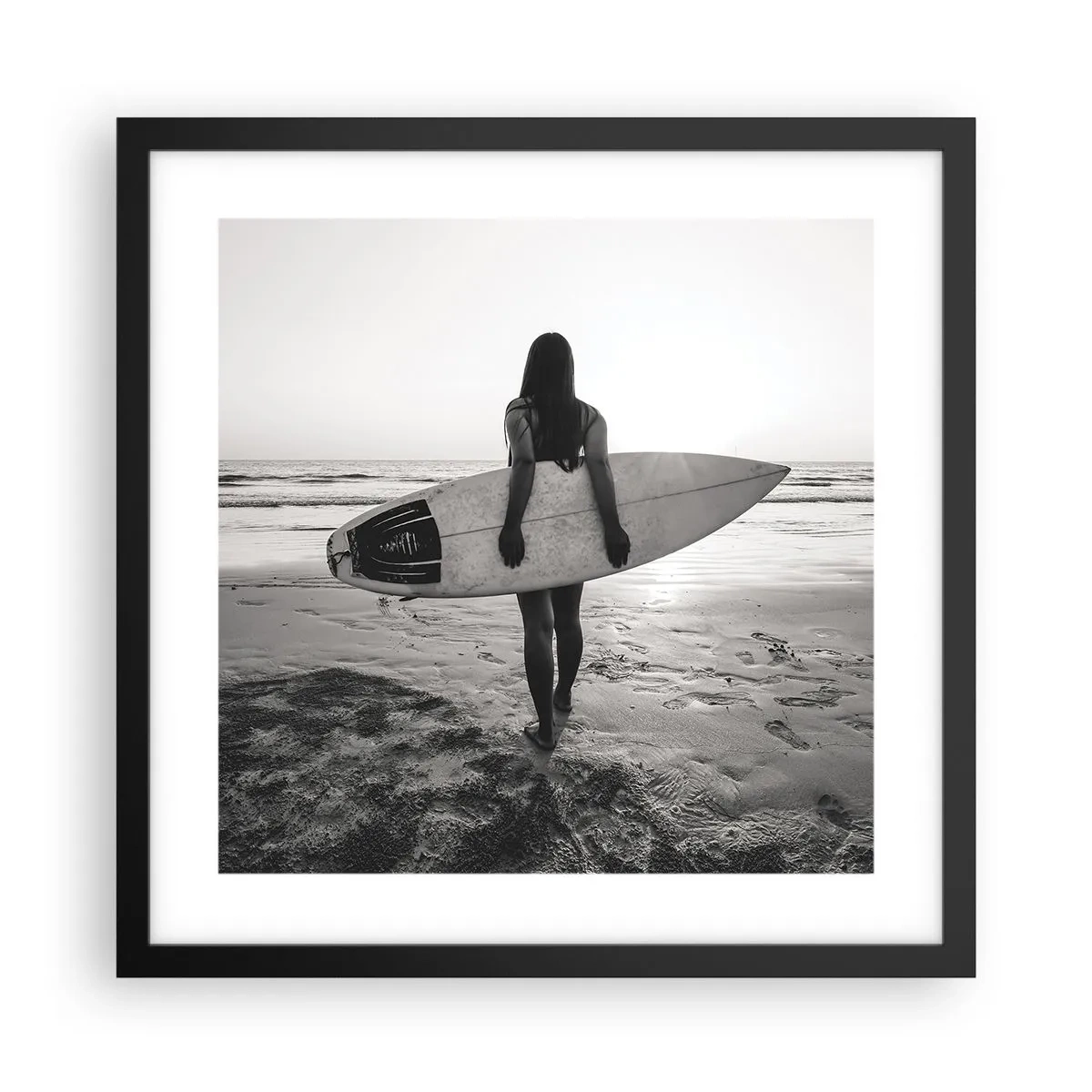 Affiche dans un cadre noir - Poster - Fille des vagues de la mer - 40x40 cm