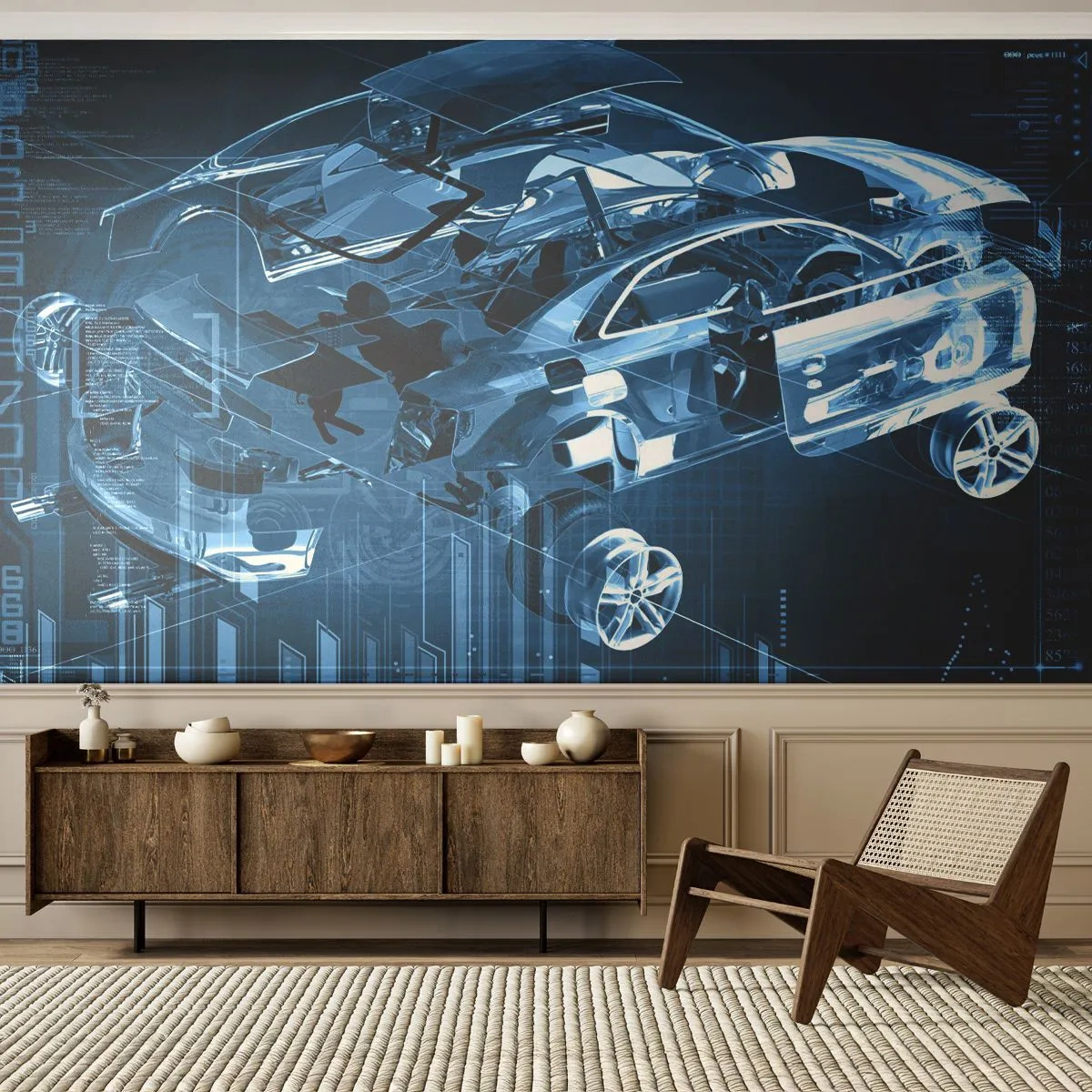 Papier Peint Autocollant Deluxe Sticker - Anatomie de l'ingénierie - Automobile, Voiture, Concept - 250x175 cm