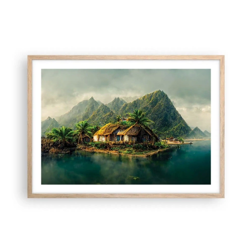 Affiche dans un chêne clair - Poster - Paradis tropical - 70x50 cm