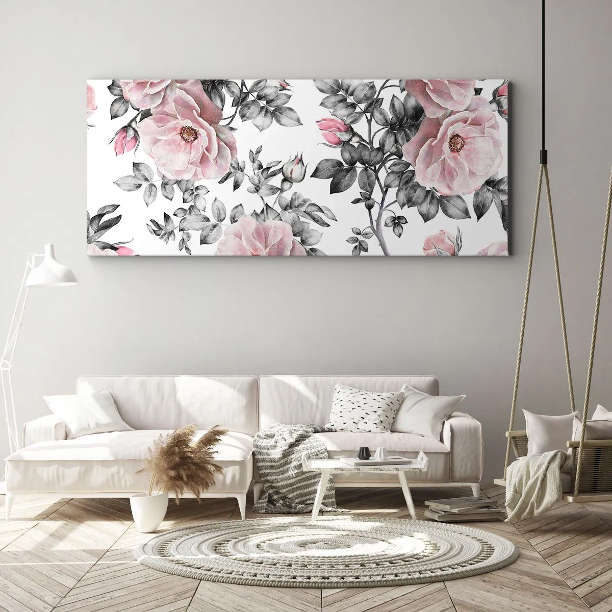 Impression sur toile - Image sur toile - Se perdre dans les fleurs des roses - 90x30 cm