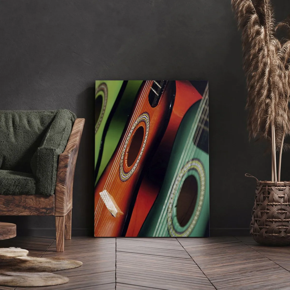 Impression sur toile - Image sur toile - La guitare a plusieurs couleurs - 55x100 cm