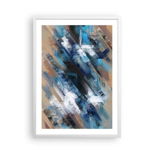 Affiche dans un cadre blanc - Poster - Diagonale de bleus - 50x70 cm