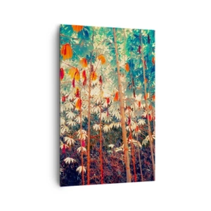 Impression sur toile - Image sur toile - Une forêt de bambous colorée aux couleurs intenses - 80x120cm - La vie secrète des feuilles - Décoration murale moderne pour le salon et la chambre ARTTOR