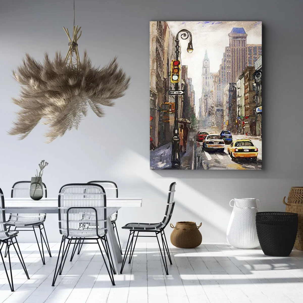 Impression sur toile - Image sur toile - New-Zork - coloré même sous la pluie - 45x80 cm