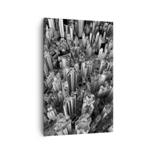 Impression sur toile - Image sur toile - Vue aérienne de la ville en noir et blanc - 80x120cm - Toujours de plus en plus haut - Décoration murale moderne pour le salon et la chambre ARTTOR