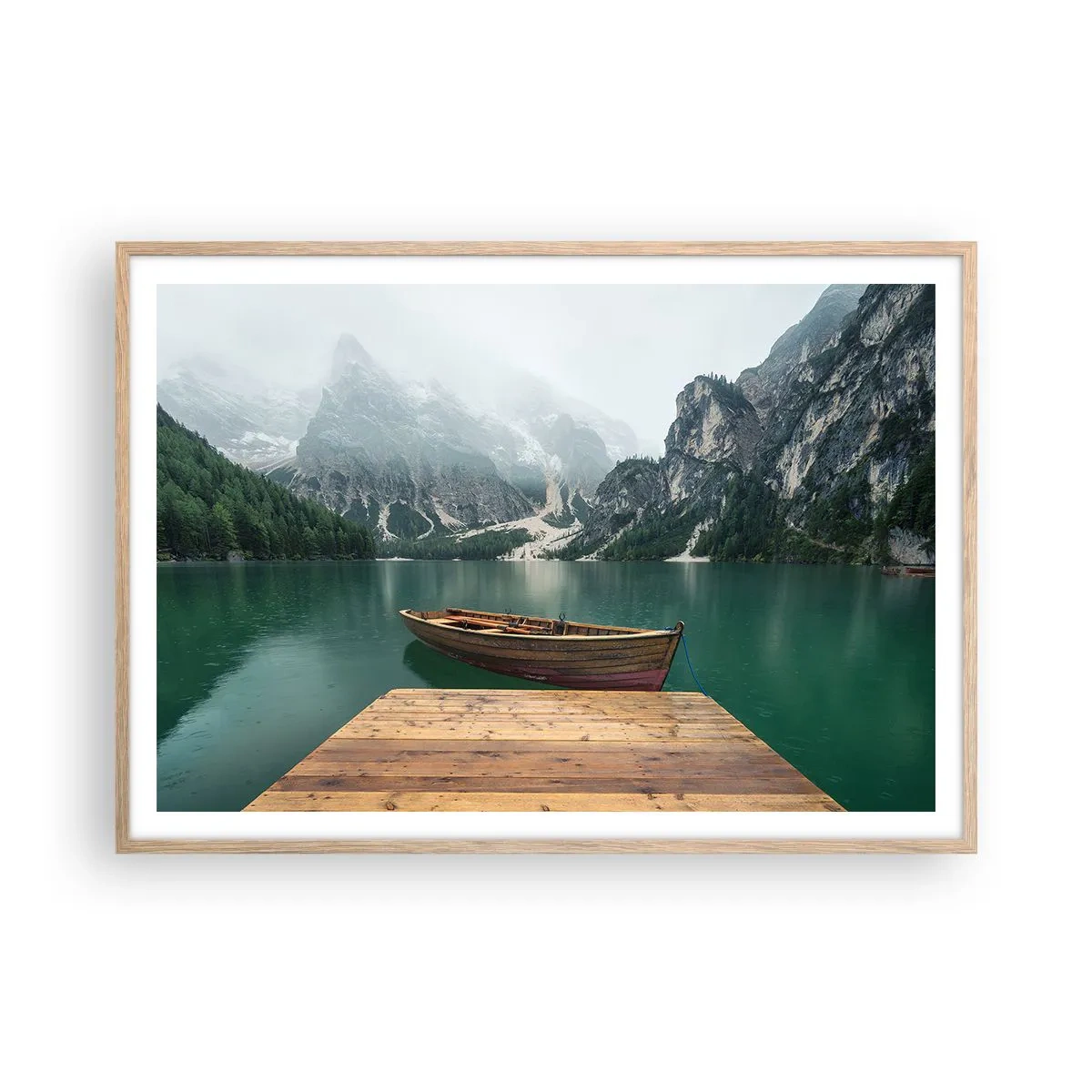 Affiche dans un chêne clair - Poster - Faire face à la fierté des rochers - 100x70 cm