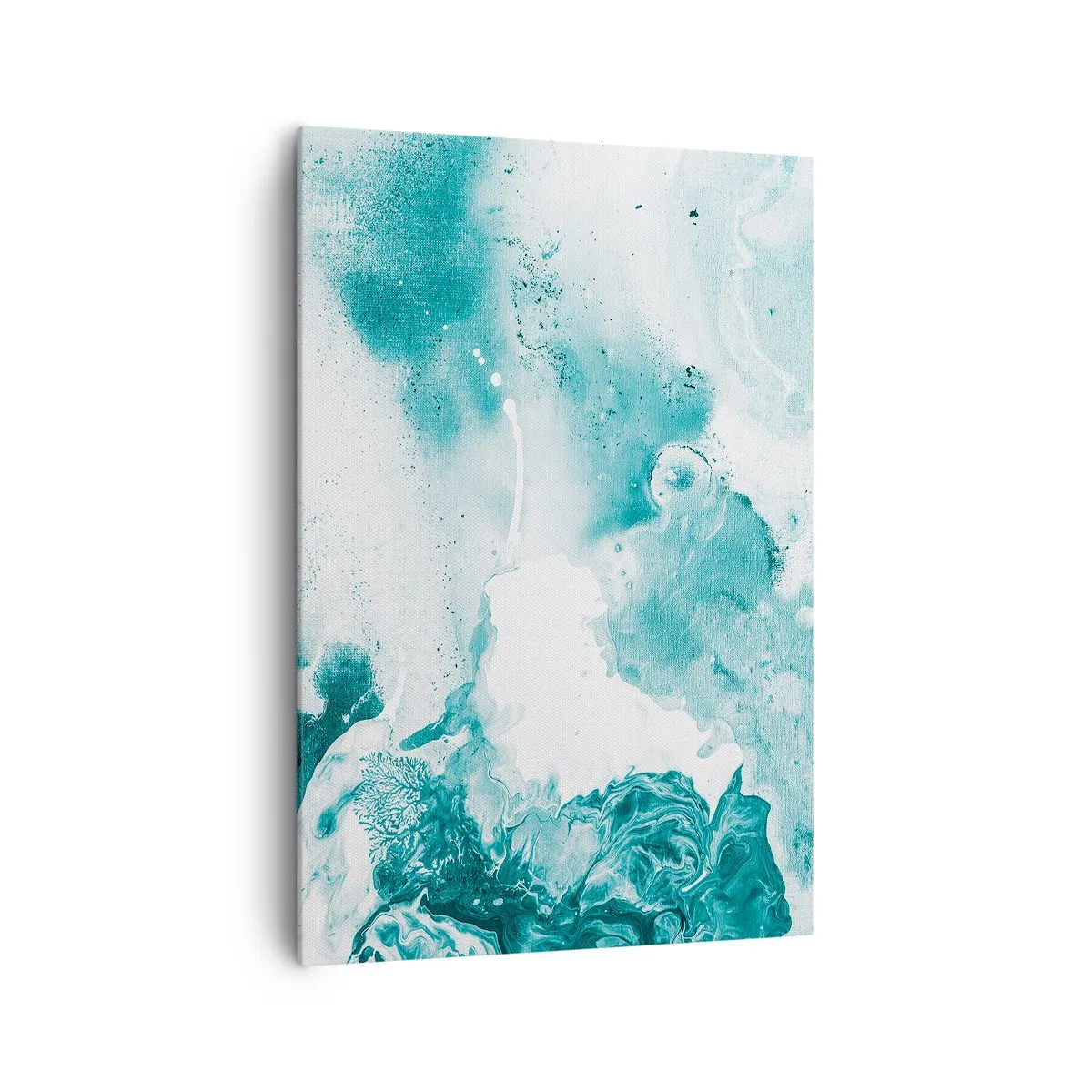 Impression sur toile - Image sur toile - Abstraction dans des tons de bleu avec de délicats accents de blanc - 70x100cm - Marécage bleu - Décoration murale moderne pour le salon et la chambre ARTTOR