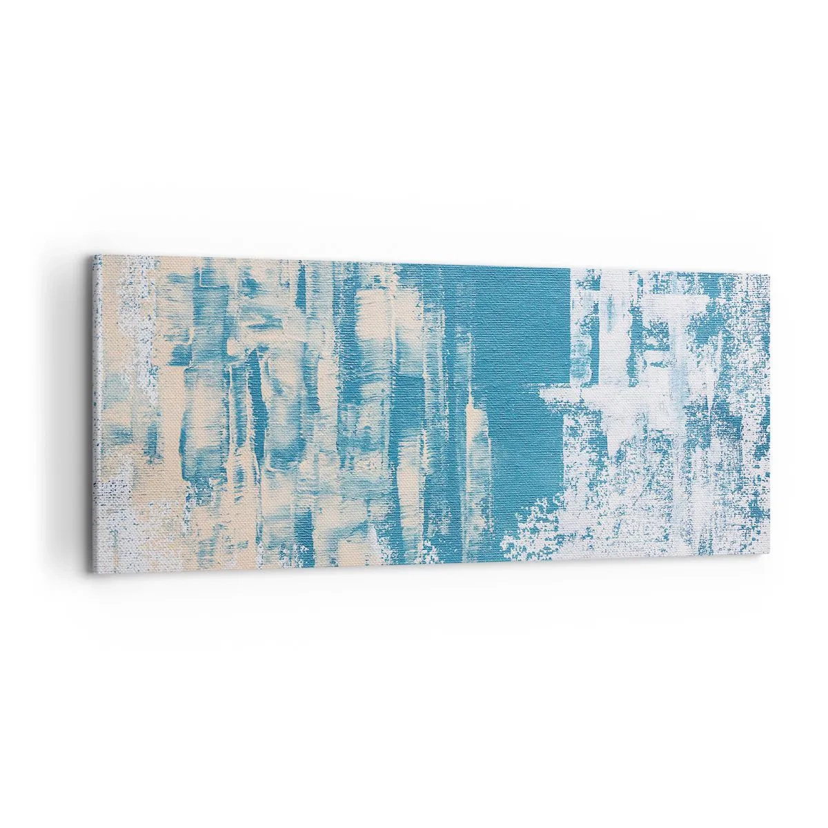 Impression sur toile - Image sur toile - Composition abstraite dans les tons de bleu et de blanc - 120x50cm - À travers un iceberg - Décoration murale moderne pour le salon et la chambre ARTTOR