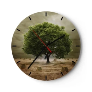 Horloge murale - Pendule murale - Un arbre entouré de souches contre un ciel orageux - 30x30cm - Tout l'espoir - Décoration murale moderne pour le salon, la cuisine et la chambre ARTTOR