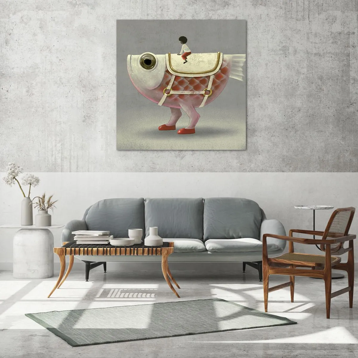Impression sur verre - Image sur verre - Le cavalier poisson - 70x70 cm