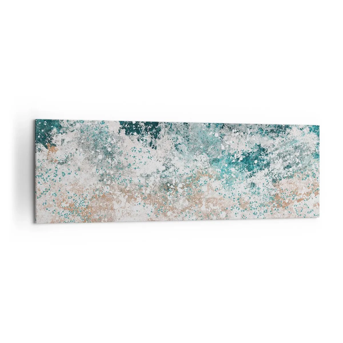 Impression sur toile - Image sur toile - Vague de mer abstraite dans des tons turquoise et beige - 160x50cm - Histoires de la mer - Décoration murale moderne pour le salon et la chambre ARTTOR