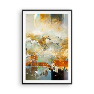 Affiche dans un cadre noir - Poster - Au galop vers la lumière - 61x91 cm