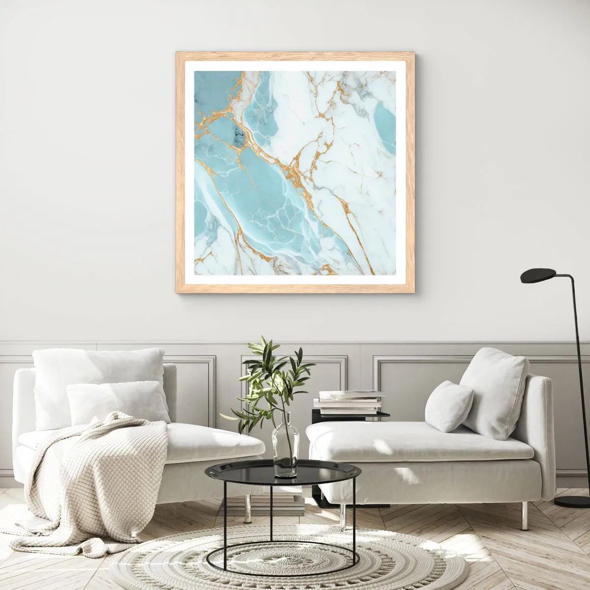 Affiche dans un chêne clair - Poster - Richesse en pierre - 60x60 cm