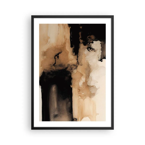 Affiche dans un cadre noir - Poster - Une composition abstraite dans des tons chauds de brun. - 50x70cm - Une abstraction intrigante - Décoration murale moderne pour le salon et la chambre ARTTOR