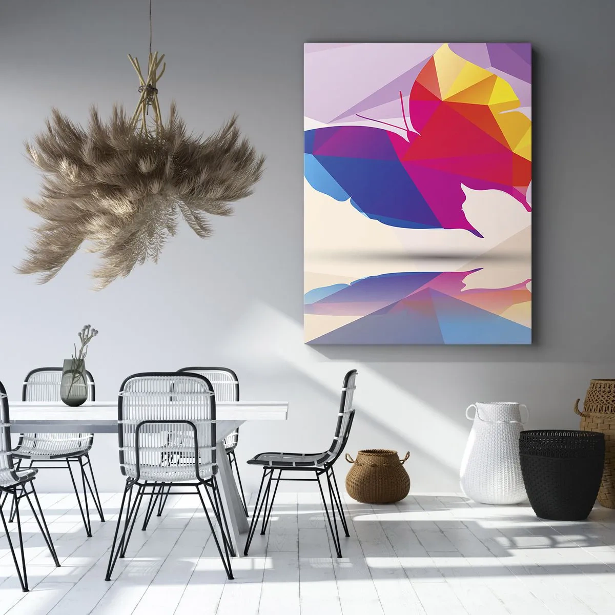 Impression sur toile - Image sur toile - Papillon arc-en-ciel - 55x100 cm
