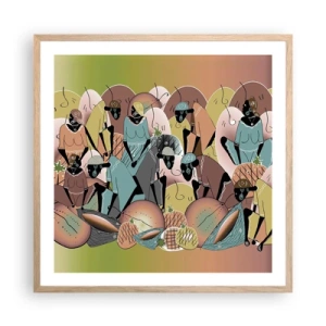 Affiche dans un chêne clair - Poster - De grandes fêtes arrivent - 60x60 cm