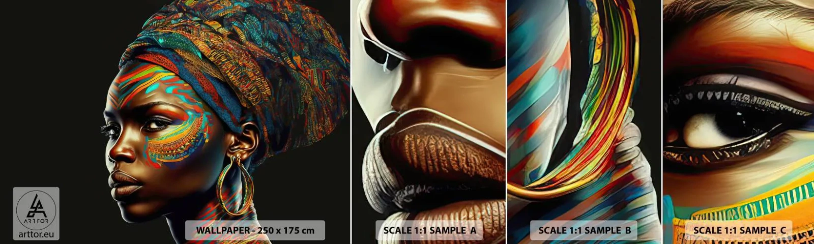 Échantillon De Papier Peint Standard Eco - reine africaine - Turban, Tribus, Afro-américain - 100x30 cm