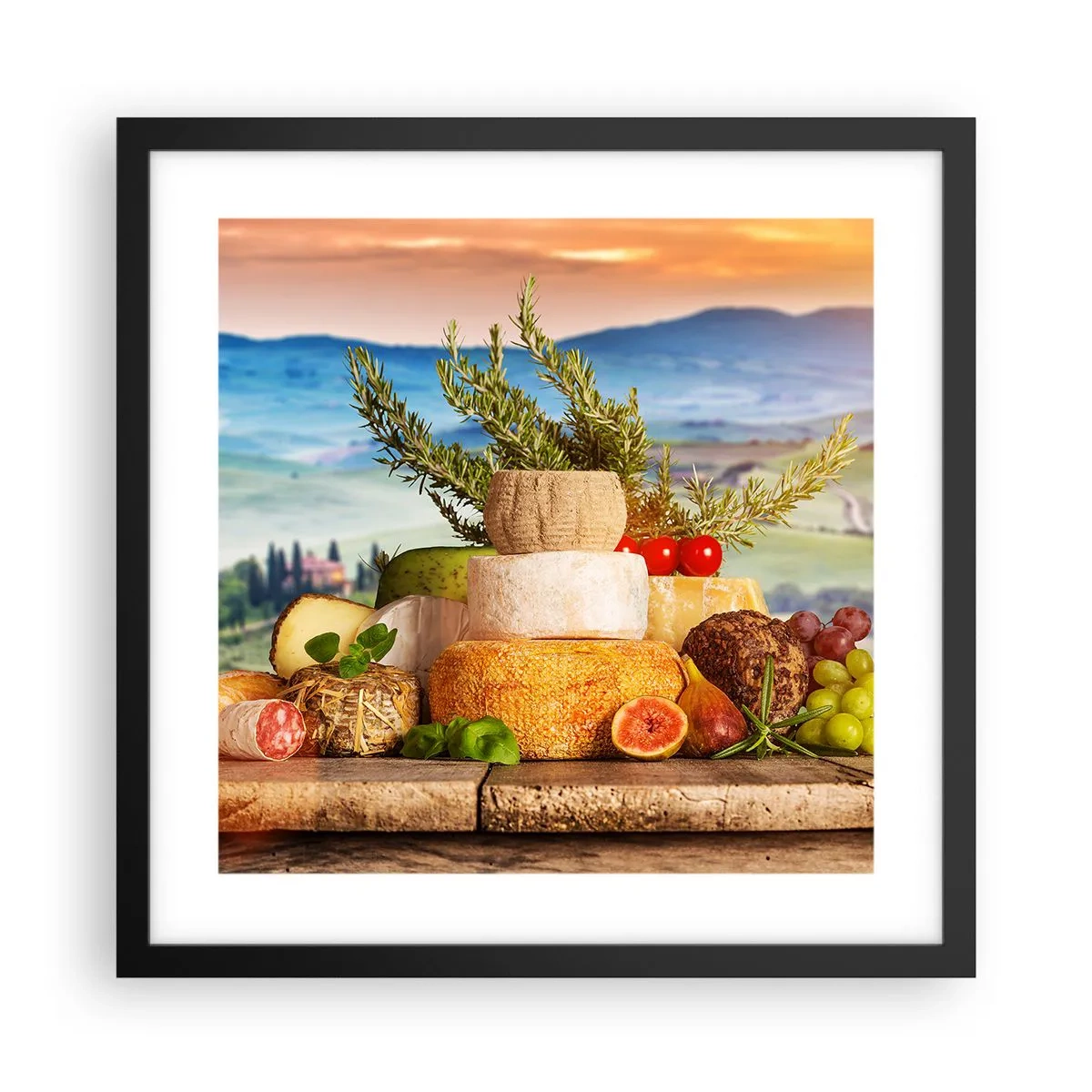 Affiche dans un cadre noir - Poster - La joie de vivre à l'italienne - 40x40 cm