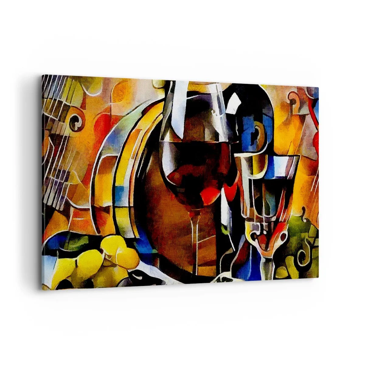 Impression sur toile - Image sur toile - Nature morte abstraite avec verres et instruments - 100x70cm - Et le monde prend des couleurs - Décoration murale moderne pour le salon et la chambre ARTTOR