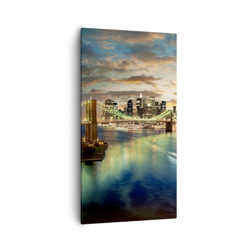 Impression sur toile - Image sur toile - Une soirée lumineuse sur Manhattan - 55x100 cm