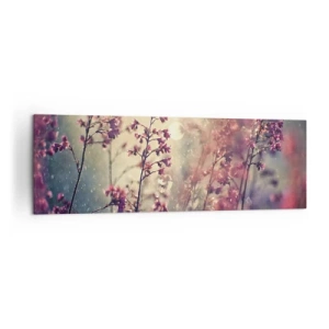 Impression sur toile - Image sur toile - Fleurs au soleil sur fond de nature - 160x50cm - Jardin secret - Décoration murale moderne pour le salon et la chambre ARTTOR