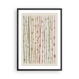 Affiche dans un cadre noir - Poster - Lignes verticales abstraites dans des tons naturels - 50x70cm - Notation musicale des couleurs - Décoration murale moderne pour le salon et la chambre ARTTOR