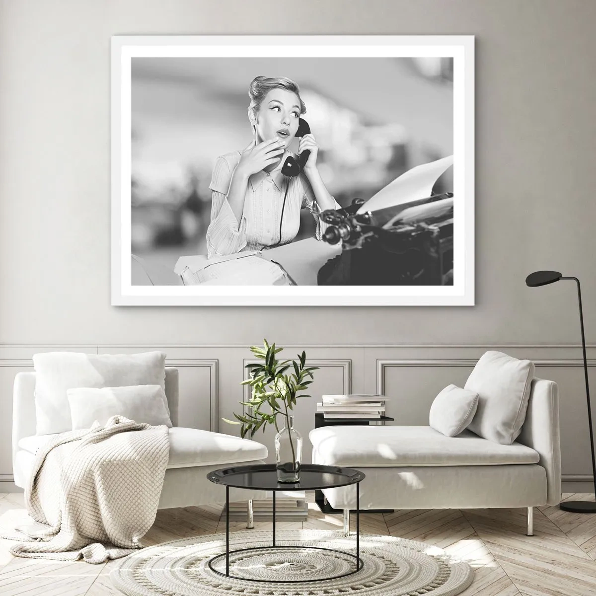 Affiche dans un cadre blanc - Poster - Hello! Ici les années 50 - 70x50 cm