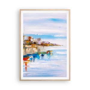 Affiche dans un chêne clair - Poster - Un havre urbain multicolore - 70x100 cm