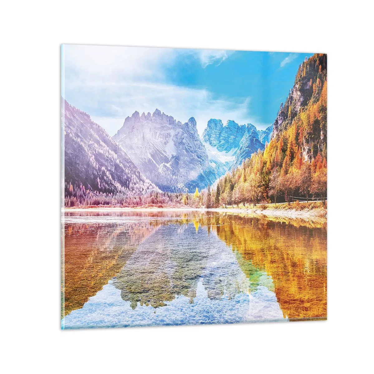Impression sur verre - Image sur verre - C'est déjà le printemps à la montagne - 70x70 cm