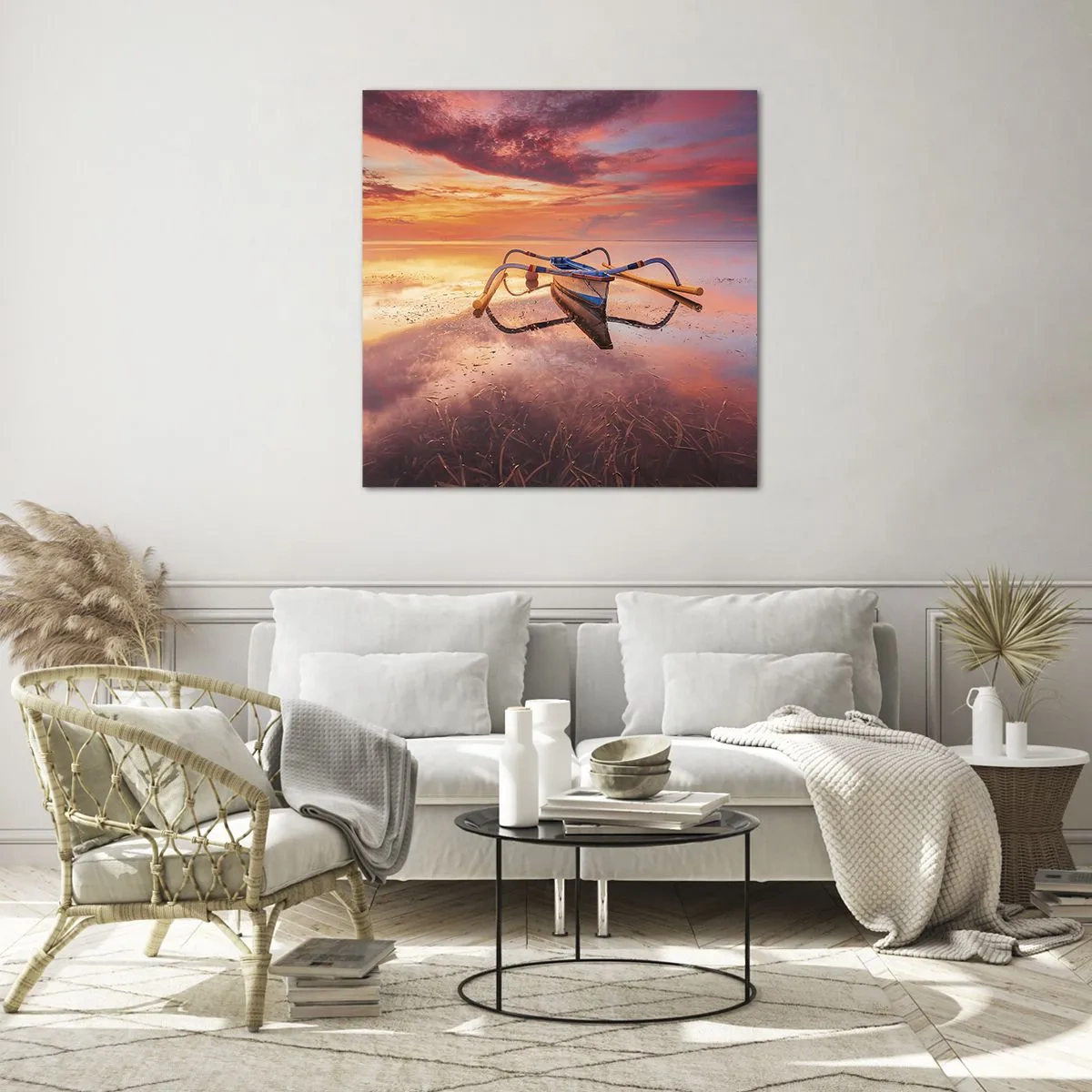 Impression sur verre - Image sur verre - Le calme d'une soirée tropicale - 70x70 cm