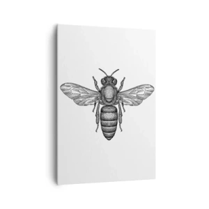 Impression sur toile - Image sur toile - Un motif d'abeille de dessin animé sur fond blanc dans un style minimaliste. - 70x100cm - Portrait d'insecte - Décoration murale moderne pour le salon et la chambre ARTTOR