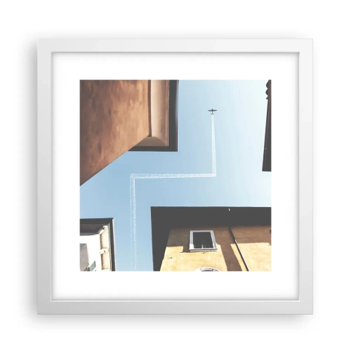 Affiche dans un cadre blanc - Poster - Au-dessus du labyrinthe de la ville - 30x30 cm