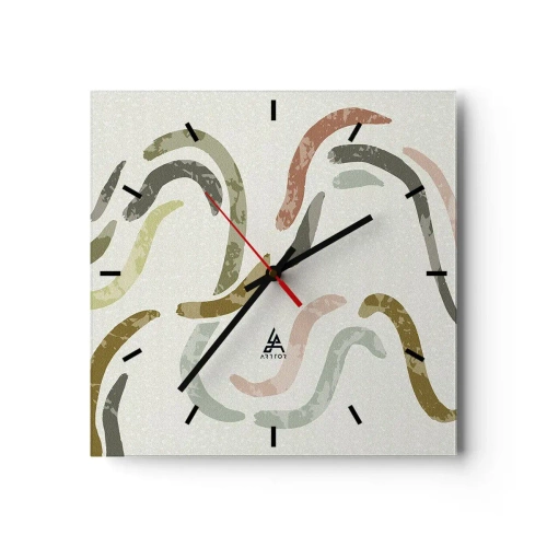 Horloge murale - Pendule murale - Arcs abstraits aux couleurs pastel - 30x30cm - Une joyeuse danse de l'abstraction - Décoration murale moderne pour le salon et la chambre ARTTOR
