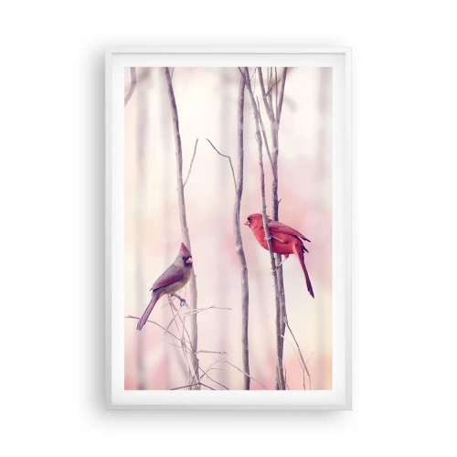 Affiche dans un cadre blanc - Poster - Conte de la forêt rose - 61x91 cm