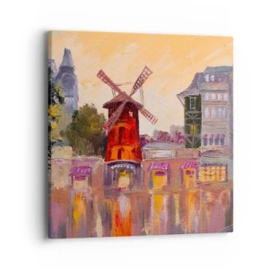 Impression sur toile - Image sur toile - Icones parisiennes – le Moulin rouge - 40x40 cm