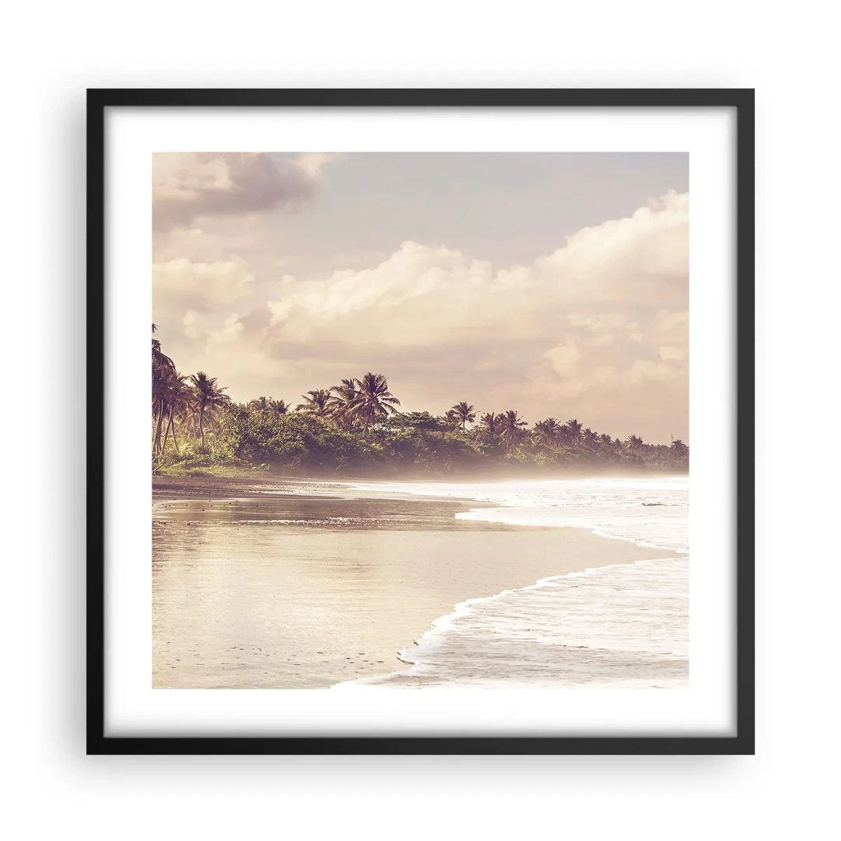 Affiche dans un cadre noir - Poster - La caresse des vagues - 50x50 cm