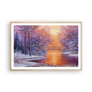 Affiche dans un chêne clair - Poster - On se rencontre ici - 91x61 cm