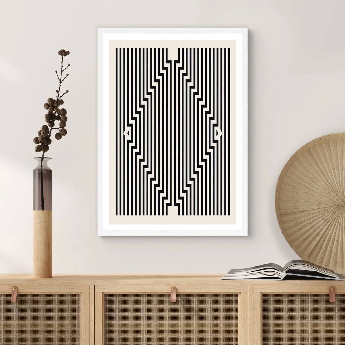 Affiche dans un cadre blanc - Poster - Illusion géométrique - 40x50 cm
