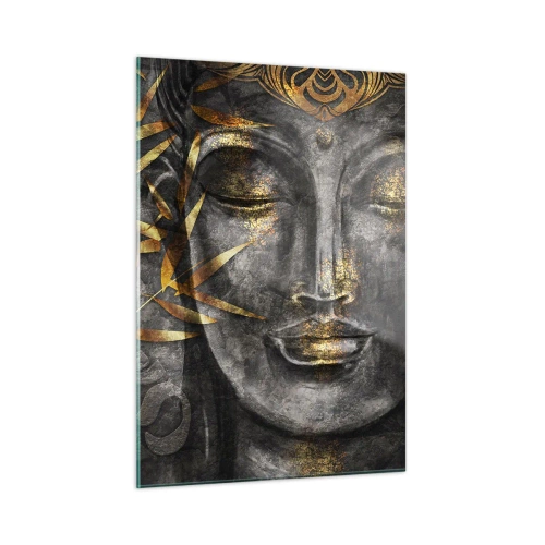 Impression sur verre - Image sur verre - Image de Bouddha doré sur fond de bambou - 50x70cm - Ressentir le calme - Décoration murale moderne pour le salon et la chambre ARTTOR