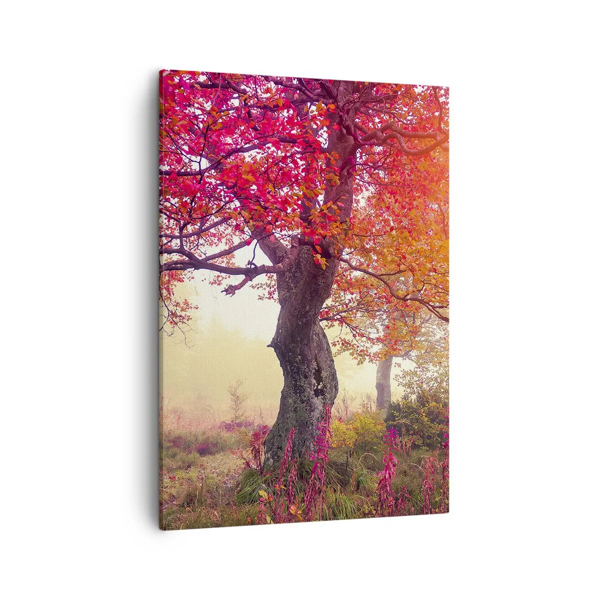 Impression sur toile - Image sur toile - Paysage d'automne avec des arbres aux couleurs intenses - 50x70cm - Frénésie de floraison - Décoration murale moderne pour le salon et la chambre ARTTOR