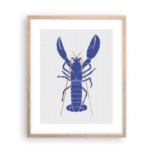 Affiche dans un chêne clair - Poster - Homard exquis en bleu marine - 40x50 cm