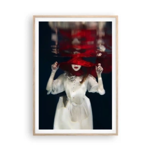 Affiche dans un chêne clair - Poster - Femme mystérieuse - 70x100 cm