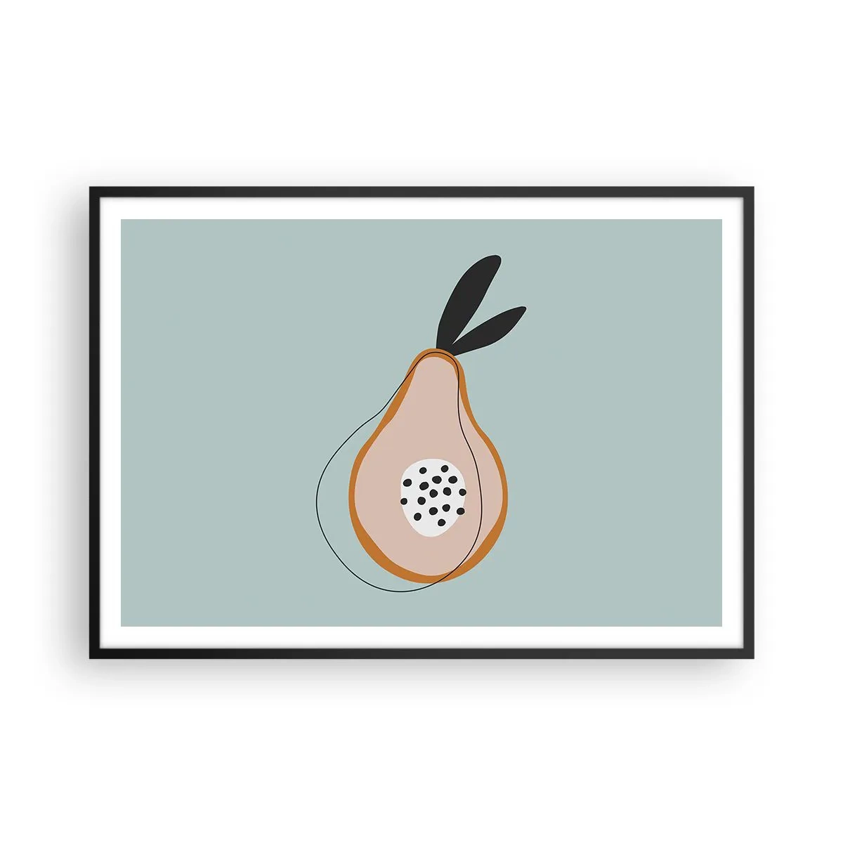 Affiche dans un cadre noir - Poster - Poire abstraite sur fond clair - 100x70cm - Pénétrer la nature des choses - Décoration murale moderne pour le salon et la chambre ARTTOR