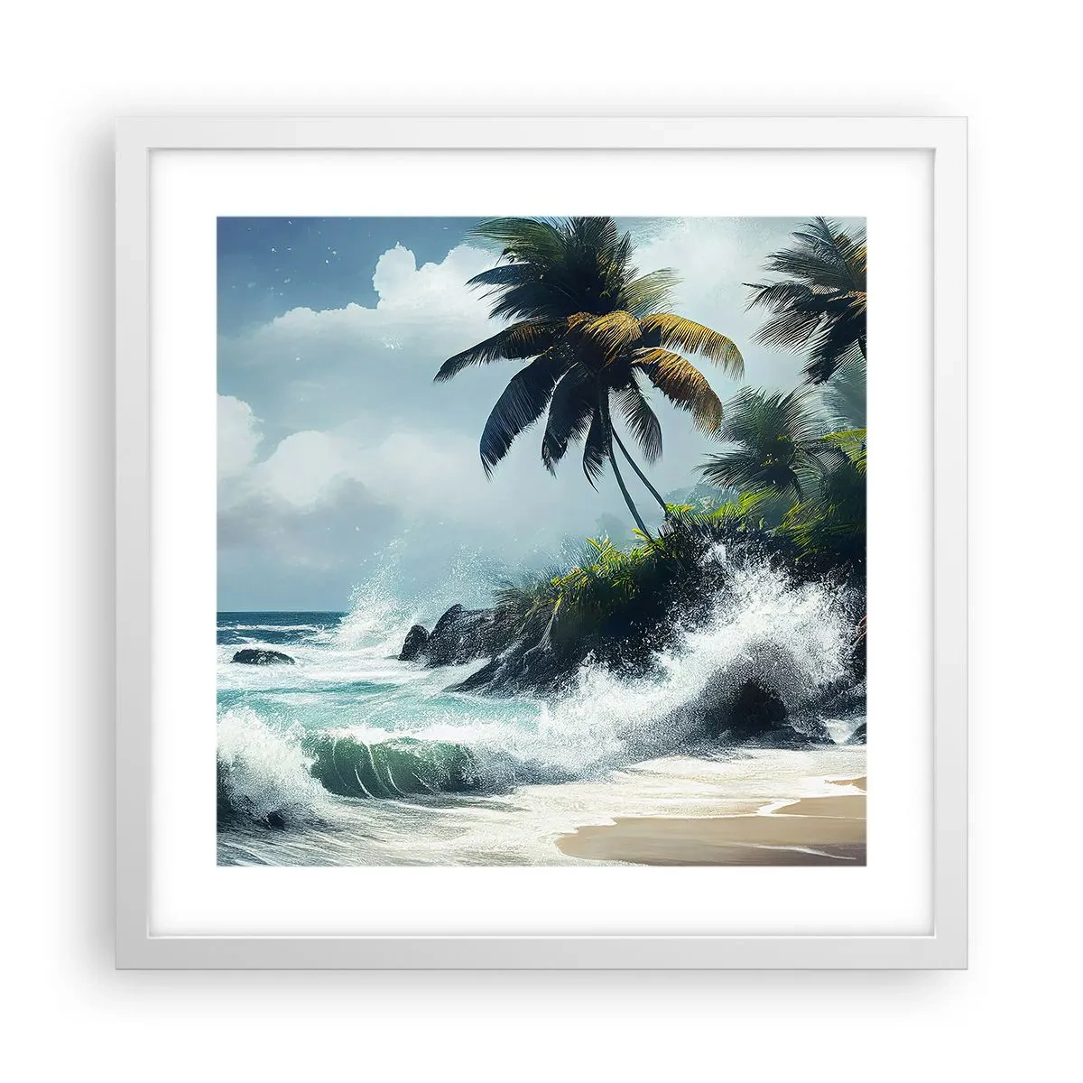 Affiche dans un cadre blanc - Poster - Sur une côte tropicale - 40x40 cm