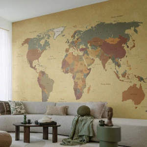 Papier Peint Photo Premium Canvas - Pour vous - le monde entier - Carte du monde, Continents, Voyages - 300x210 cm