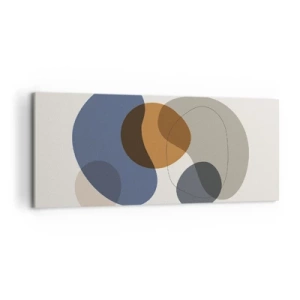Impression sur toile - Image sur toile - Formes abstraites colorées dans des tons de bleu et de marron - 120x50cm - Gouttes de couleur - Décoration murale moderne pour le salon et la chambre ARTTOR