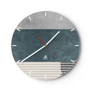 Horloge murale - Pendule murale - Composition géométrique à rayures horizontales - 30x30cm - Composition de niveaux - Décoration murale moderne pour le salon, la cuisine et la chambre ARTTOR