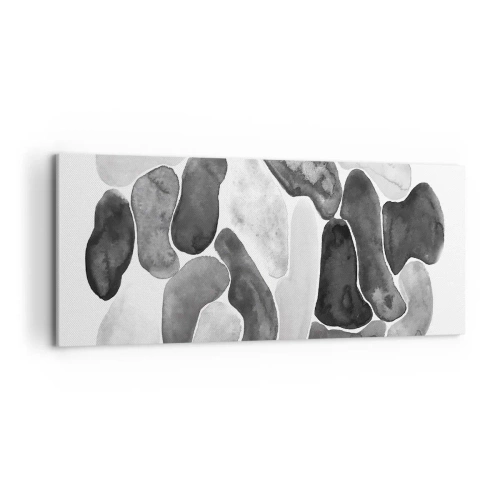 Impression sur toile - Image sur toile - Abstraction en noir et blanc avec des taches irrégulières sur fond blanc - 120x50cm - Abstraction rocheuse - Décoration murale moderne pour le salon et la chambre ARTTOR